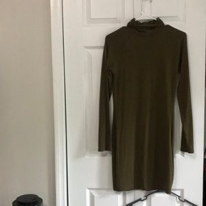 Long sleeve tight dress.     Dark green.  Above the knee